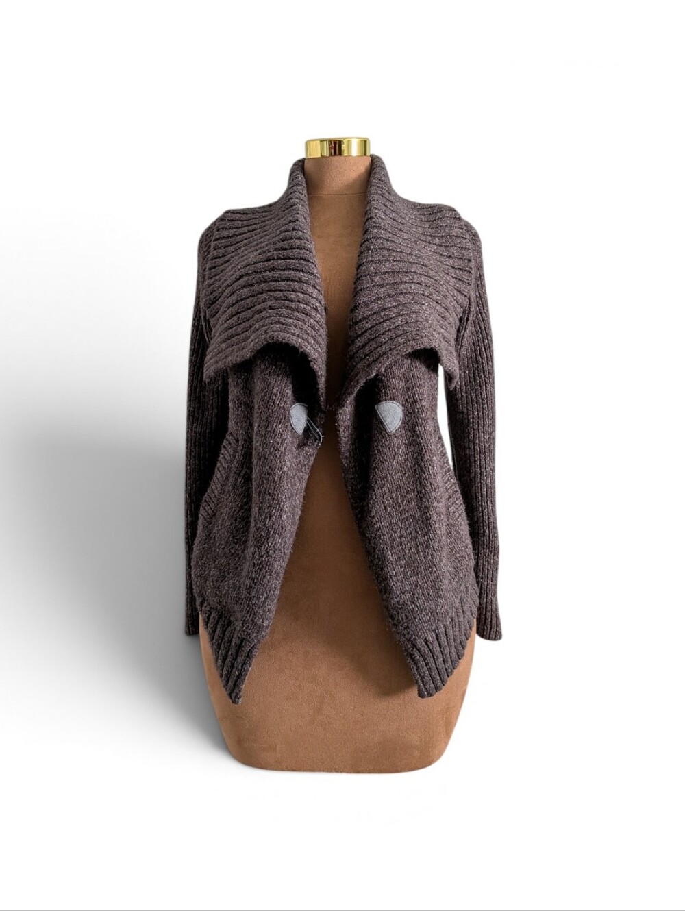 Brown Cozy Oversized Shawl Collar Knit Cardigan